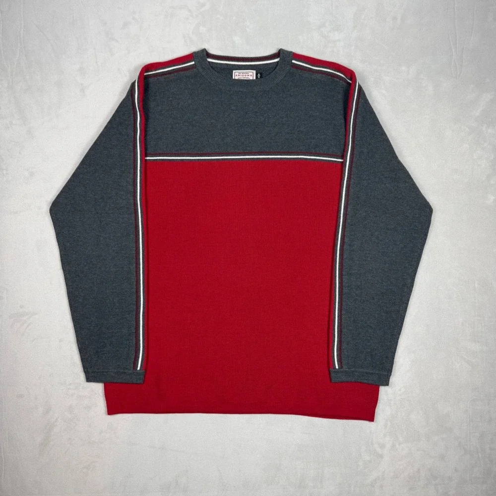 Y2K Mens Arizona Jean Co Colorblock Racing Stripe Skater Sweater Medium